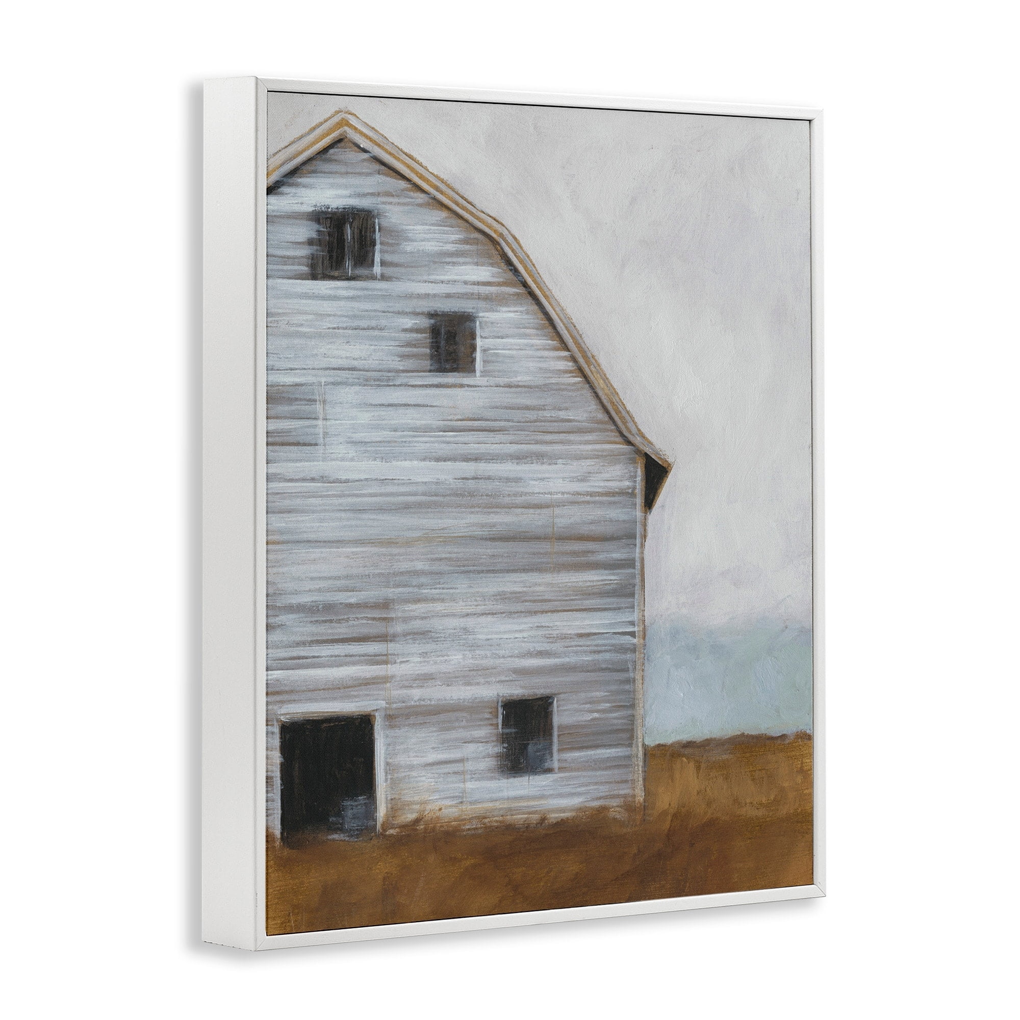 Stupell Industries Worn Old Barn Farm Painted Paintings White Framed Art Print Wall Art, 24x30, by Ethan Harper