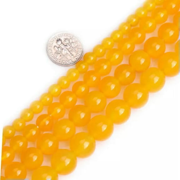 K-KED Yellow Topaz Natural Gemstones Round Loose Beads for Delicate Jewelry Making 15”-12 mm