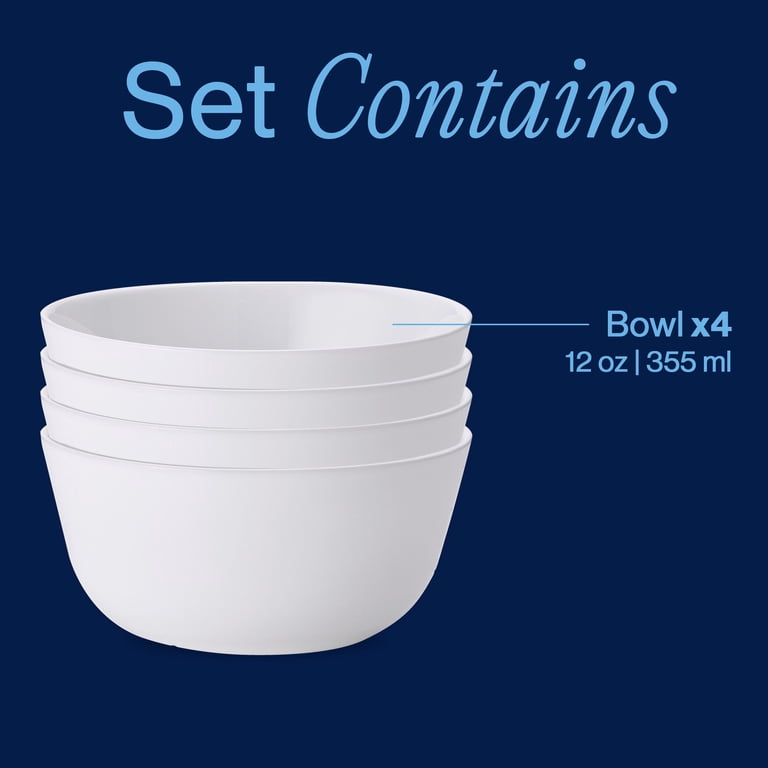 Corelle Winter Frost White Glass Rice Bowl Set, 12 oz, 4 Piece