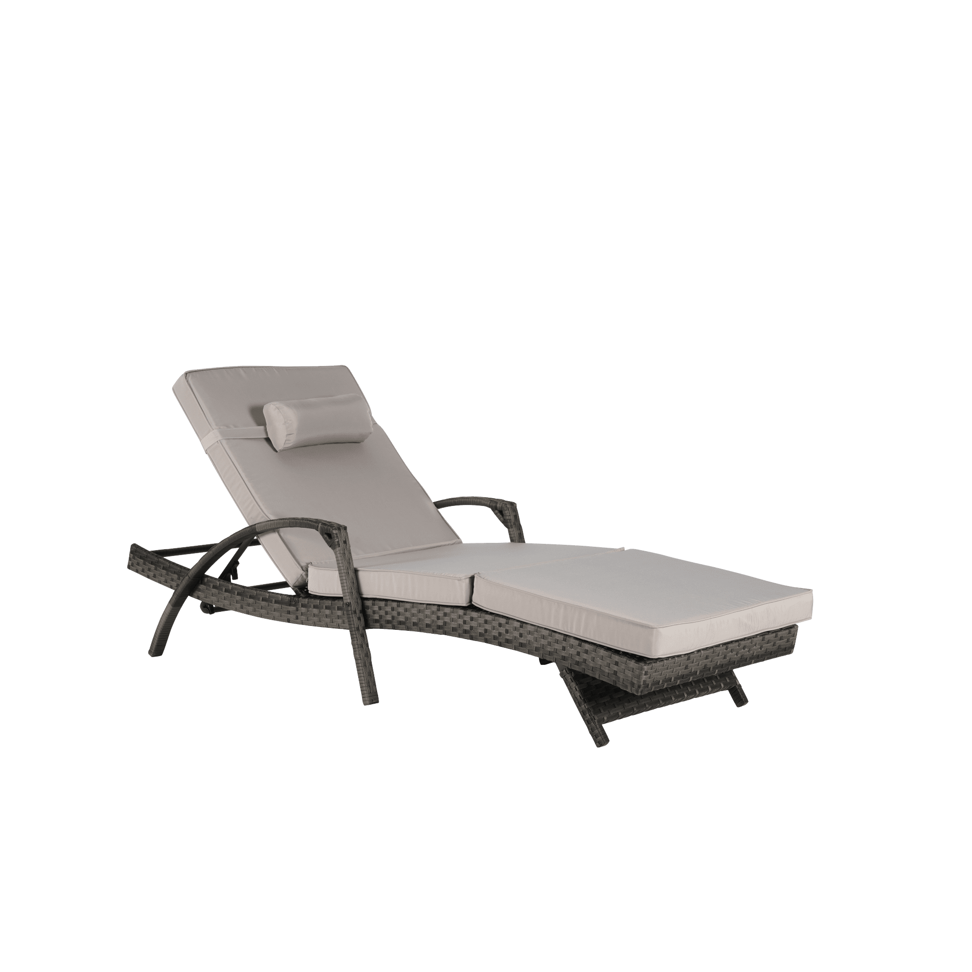 Leumius Outdoor Chaise Lounge Chair Set of 2,Wicker Reclining Lounge Chair with Cushions and Backrest Adjustable to 150° for Outside Pool Patio,Light Gray