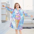 thumbnail image 5 of FORMRS Wearable Blanket Hoodie with Sleeves for Kids Cozy Flannel Sweatshirt, Watercolor Ice Cream Pattern, 5 of 7