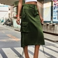 thumbnail image 5 of Luxalzxs Womens Cargo Jean Skirt Below the Knee Y2K Cargo Skirt Casual Drawstring Hem Ruched Vintage Side Slit A-Line Midi Denim Skirt with Pockets Streetwear, 5 of 5