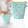 thumbnail image 2 of Standing Foldable Pencil Case, Vertical Pen Holder Desk Organizer with Handle, Large Capacity Storage Bag for Makeup Art Supplies & Office Essentials, Green, 2 of 5