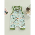 thumbnail image 2 of Franhais Newborn Sleeveless Patchwork Edge Romper, Marine Animals Printed Round Neck Snap Crotch Loose Fit Bodysuit, 2 of 8