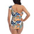 thumbnail image 5 of Zufioo Fashionable Paisley Print One-shoulder Ruffled One-piece Swimsuit, High Elastic Integrated Removable Chest Pad Swimsuit Suitable for Beach, Pool and Vacation-XX-Large, 5 of 6