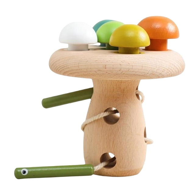 Juguete educativo para enhebrar hongos con cordones de madera, regalo de rompecabezas, habilidades motoras finas, desarrollar habilidades básicas para Sunnimix Juguetes para enhebrar con cordones