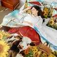 thumbnail image 4 of Castle Fairy Animal Cow Bedding Comforter Set 7-Piece for Boys Girls,Rustic Farmhouse Cabin King Bedding Sets,Chic Floral Yellow Sunflowers Ultra Soft Bed Sheets,Breathable Home Decor,Reversible, 4 of 8