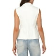 thumbnail image 3 of INSPIRE CHIC Women's Vest Denim Button Down Notched Lapel Collar Elastic Waist Jean Sleeveless Jackets XL White, 3 of 6