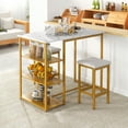 thumbnail image 2 of Costway Ensemble de Table de Bar 3 Pcs Table de Comptoir de Cuisine Hauteur 2 Tabourets Gain de Place avec Rangement, 2 of 10