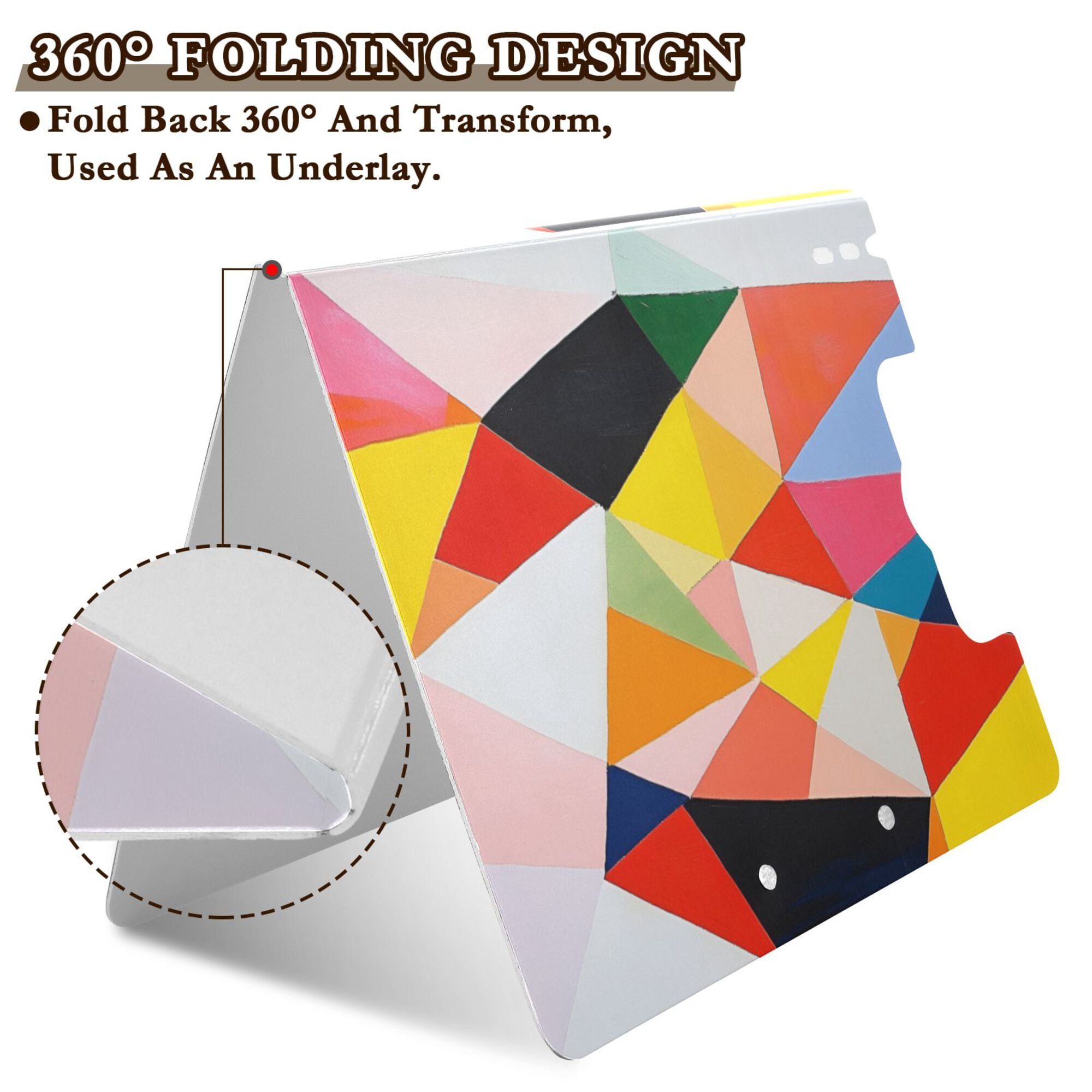 FORMRS A4 Clipboard Folder with Pen Holder Horizontal Foldable School Office Binder, Purple Triangles