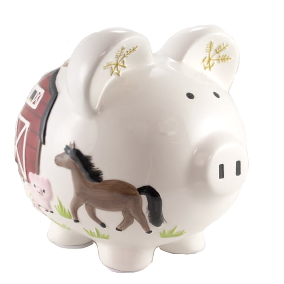Bank Barnyard Piggy Bank Ceramic Horse Pig Cow Rooster 36917.
