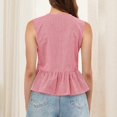 thumbnail image 4 of Women Tie Front Peplum Tank Top Sleeveless Ruffle Hem Babydoll Tops Striped Flowy Going Out Tops, 4 of 5