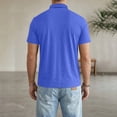 thumbnail image 4 of Mens Classic Short Sleeve Polo Shirts Cotton Blend with Front Pocket,Business Casual Golf Tops for Work Royal Blue L, 4 of 6