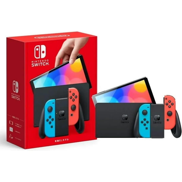 Nintendo Switch Console - OLED Model with Neon Blue and Red Joy