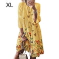 thumbnail image 1 of Vestido Mujer Vestido Vintage Estampado Manga 3/4 De Cuello Redondo De Tela, Amarillo, XL tholdsy AP002219-12, 1 of 5