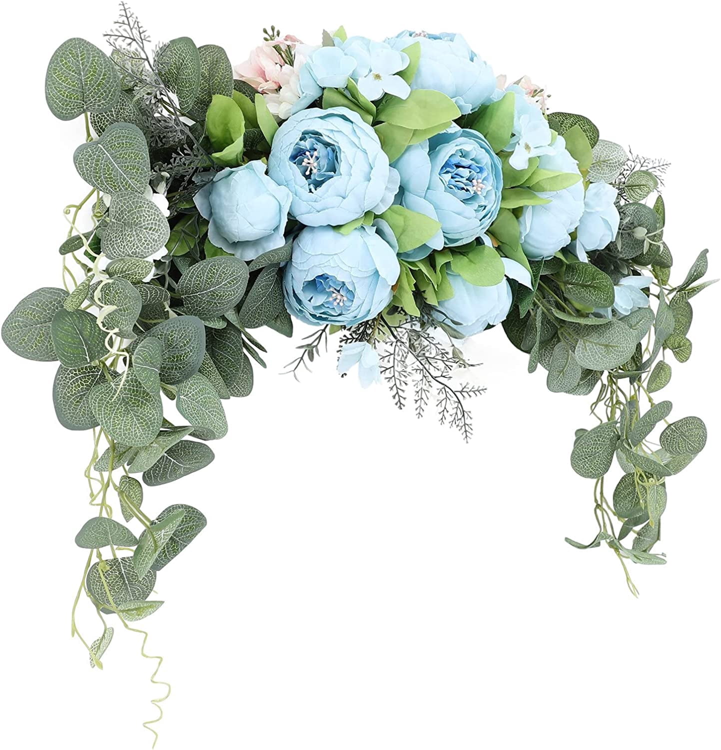HAOSHICS Artificial Floral Peony Swag Fake Silk Flowers Swag Colorful Mixed Spring Floral Swag with Rose for Wedding Arch Table Centrepiece Hanging Home Mirror Wall Decor (Rose Red)