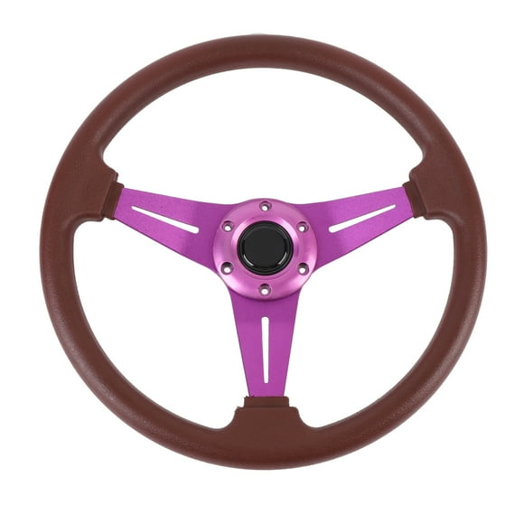 Universal 14in Racing Steering Wheel Comfortable Grip 6 Hole Hub Adapter Car Racing Scene PU Leather