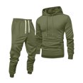 thumbnail image 2 of Mens Slim Fit Sweatsuit 2 Piece Outfit Long Sleeve Drawstring Pullover Hooded Top Cuffed Jogger Pants 2026 Sports Tracksuit Army Green 3XL, 2 of 6