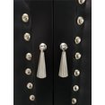 thumbnail image 4 of Connor 2 Door Accent Display Cabinet with Storage Shelf, Black Faux Leather & Silver Buttons, Contemporary, 4 of 8
