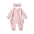 thumbnail image 4 of felwors Infant Baby Girl Fall Outfit Romper Floral Print Ruffled Trim Crew Neck Long Sleeve Jumpsuit Newborn Clothes, 4 of 4