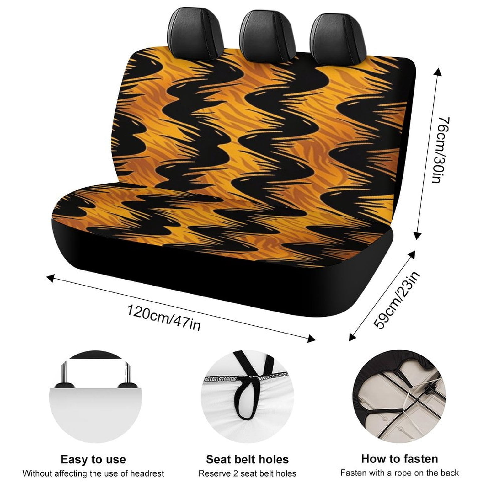 Animal Print Patterns Car Accessories Bench Seat Covers for Cars Print Car Seat Protector Cover for Rear Universal Fit
