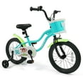 thumbnail image 1 of Costway Vélo pour Enfants 16 Pouces avec Roues Stabilisatrices, Panier, Freins à Main et à Rétropédalage, Selle Réglable Vert, 1 of 9