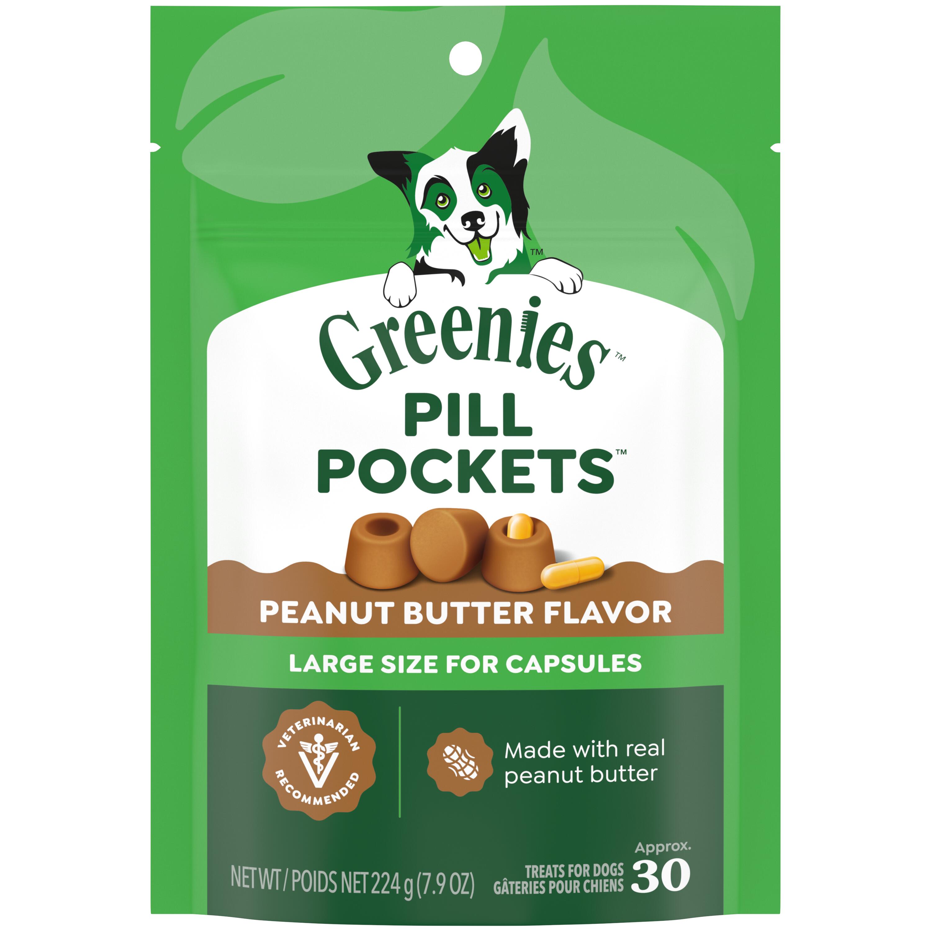 Greenies Pill Pockets for Dogs Peanut Butter Large, Capsule Size Soft Dog Treats, 7.9 oz, (30 Pk)