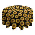 thumbnail image 4 of Black Sunflower Round Tablecloth 60" X 60",Wrinkle Wipeable Table Cloth for Kitchen Dining Room Picnic Patio Party, 4 of 6