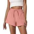 thumbnail image 2 of Feancey Casual Linen Shorts for Women Summer High Waisted Casual Business Shorts Dressy Elegant Work Shorts with Pockets & Belt Pink XXL, 2 of 7