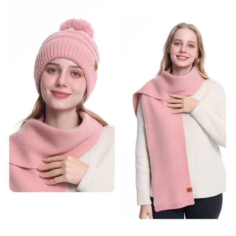 Women’s Pink Winter Beanie Hat Scarf & Touchscreen Gloves 3-in-1 Gift Buy Pink Cable Beanie Scarf and Gloves Set (3-16yrs) from  main image 4