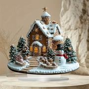 PEIBang Christmas Table Decorations,Snow House Decor Christmas Centerpiece,Christmas Village Houses for Home Kitchen