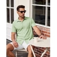 thumbnail image 5 of COOFANDY Mens Waffle Shirts Short Sleeve Button Down Untucked Shirt Summer Wedding Shirt, 5 of 7
