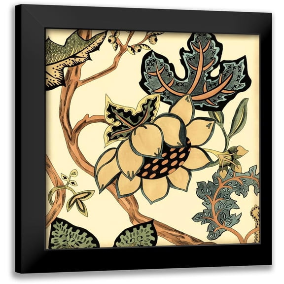 Zarris, Chariklia 12x12 Black Modern Framed Museum Art Print Titled - Small Jacobean Tile IV