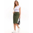 thumbnail image 3 of DARING DIVA Women's Jean Back Slit Stretch Below Knee Length Denim Skirts XL Army Green, 3 of 7