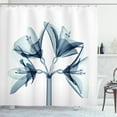 thumbnail image 1 of Xray Flowers Shower Curtain, Beautiful Blossoming Amaryllis Flower Radiogram Print, Fabric Bathroom Set with Hooks, 69W X 70L Inches, Dark Night Blue Pale Slate Blue, by Ambesonne, 1 of 3