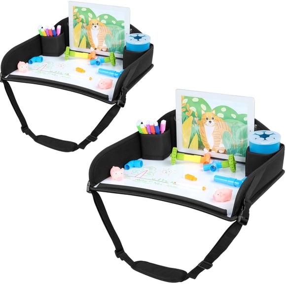 Bandeja de viaje COOLBEBE Kids para asiento de coche para niños pequeños con almacenamiento, 2 unidades