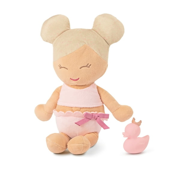 LullaBaby Plush Baby Bath Doll Blonde Hair & Fair Skin Tone