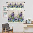 thumbnail image 4 of Kitchen Window Curtains Valance and Tier Set, Watercolor Blue Purple Flowers Rod Pocket Tier Curtain Valance Set, Bee on Linen Light Filtering Cafe Curtains for Bedroom Living Room, 4 of 9