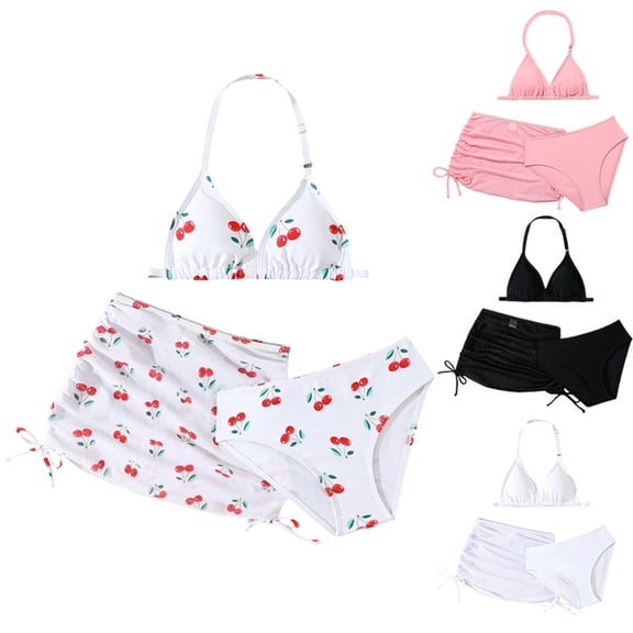 MUXiin Toddler Girl Swimsuit 4t Three Piece Floral Print Beachwear for Kids Quick Dry Comfortable Fit Pool Party Swimsuit Cute Girls' Bathing Suit for Water Parks