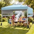 thumbnail image 2 of Costway 10x17 FT Pop Up Canopy Tent with Dual Adjustable Awnings, Silver-Coated Fabric Blue, 2 of 11