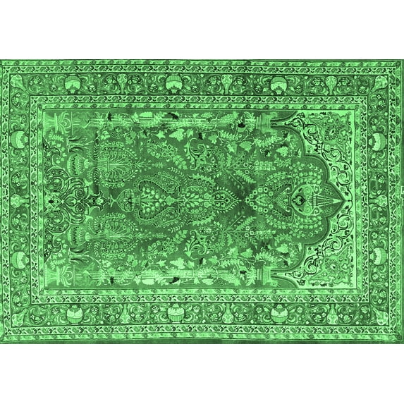 Ahgly Company Indoor Rectangle Persian Emerald Green Traditional Area Rugs, 3' x 5'
