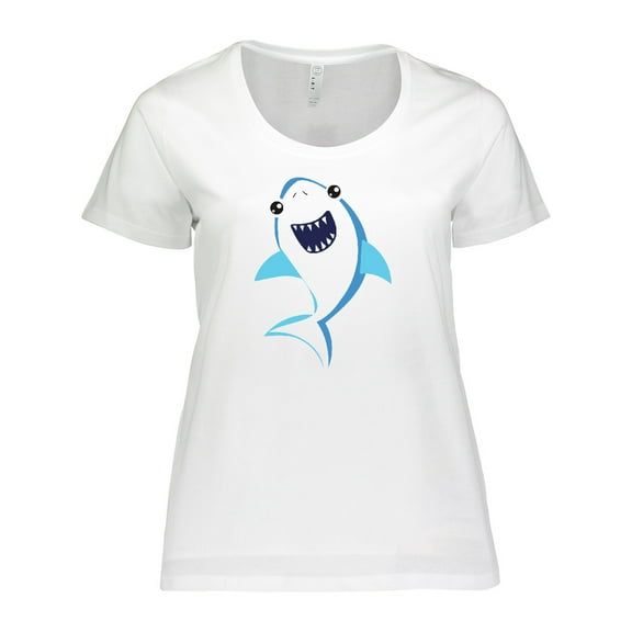 Inktastic Cute Shark, Little Shark, Blue Shark, Sea Animal Women's Plus Size T-Shirt