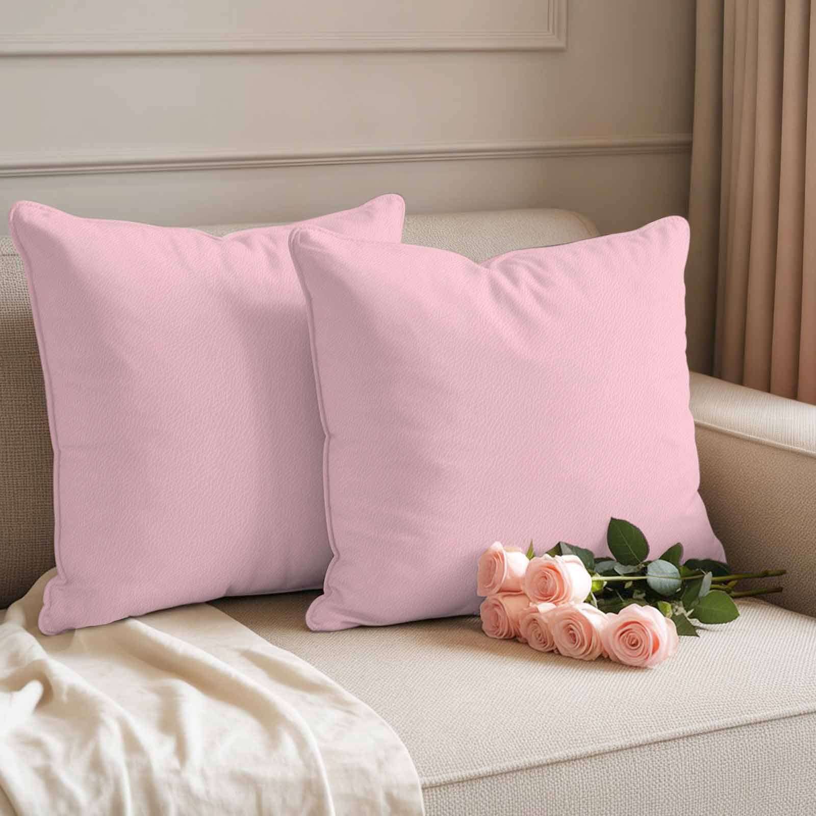 Solid Pink Outdoor Waterproof Pillow Covers, Romantic Minimalism Abstract Denim Texture Decorative Square Throw Pillowcase Sofa Cushion Sham for Patio/Couch/Chair, 20"x20" 2 Pack