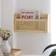 thumbnail image 1 of FIRADE Wood Magazine Wall Rack with PE Rattan Grid,Size 17.3" x 4" x 9.4",File Holder for Entryway,Living Room,Waiting Room,Kids’ Room,Office, 1 of 6