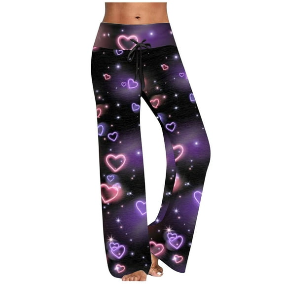 SBYOJLPB Length Pants Clearance Women'S Comfy Casual Pajama Floral Print Elastic Waist Lounge Wide Leg Pants Rollbacks