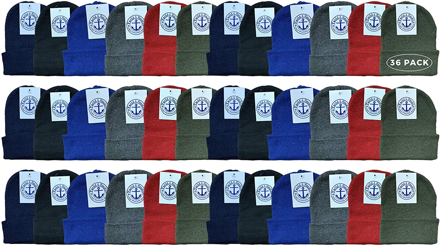 Yacht & Smith Kids Winter Beanie Hat Assorted Colors Bulk Pack Warm Acrylic Cap