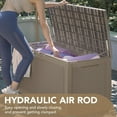 thumbnail image 3 of XPOPR 95 Gallon Deck Box Large Resin Outdoor Storage Box, Waterproof and UV Resistant Lockable for Outdoor and Patio, Large Storage Cabinet for Patio Furniture, Tools and Pool Supplies, Light Brown, 3 of 8