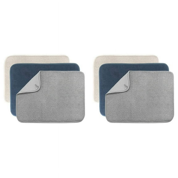 6 Pack Dish Drying Mat,Absorbent Microfiber Dishes Drainer Mats for Kitchen Counter Size 20x15 Inch,Dish Drying Pad