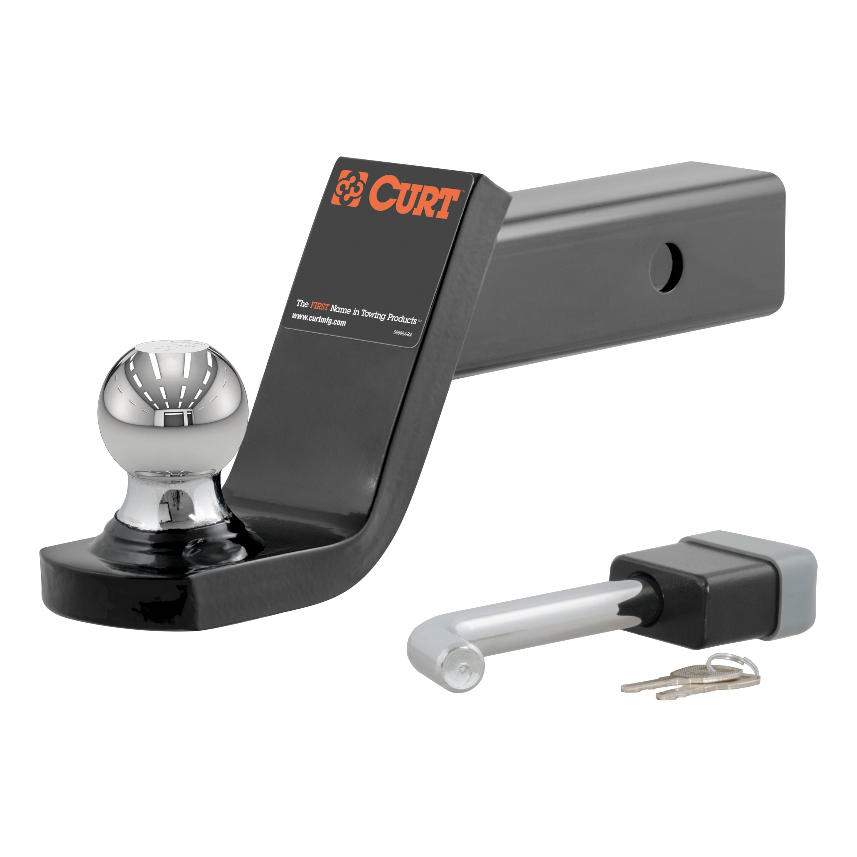 CURT 45142 Trailer Hitch Mount, 2-Inch Ball, Lock, Fits 2-In Receiver, 7,500 lbs, 4" Drop