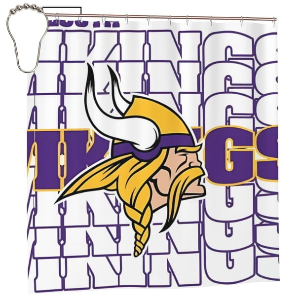 Cortina de ducha de secado rápido impermeable para baño Vikings, cortina de ducha con ganchos, decoración de fútbol americano, juego de cortinas de ducha para baño, plancha de 60 x 72 pulgadas